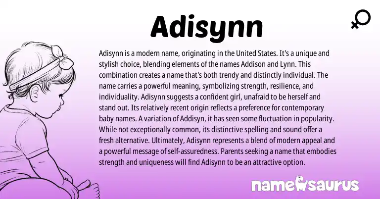 Infographic about Adisynn name meaning, Adisynn is a name from Other origin(s).