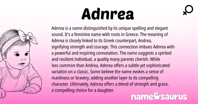 Infographic about Adnrea name meaning, Adnrea is a name from Greek origin(s).