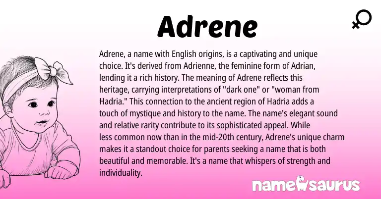 Infographic about Adrene name meaning, Adrene is a name from English origin(s).