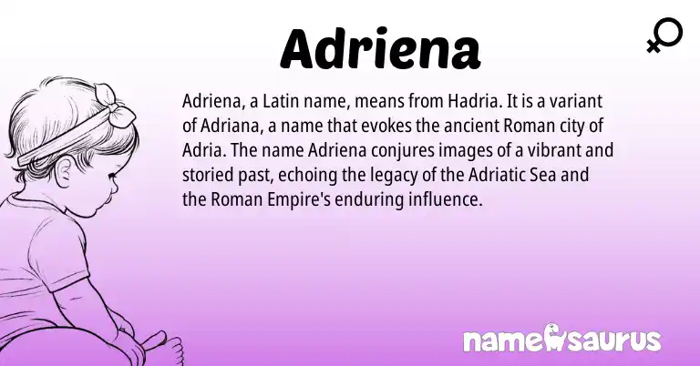 Infographic about Adriena name meaning, Adriena is a name from Roman, Latin origin(s).