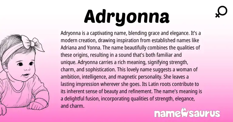 Infographic about Adryonna name meaning, Adryonna is a name from Other origin(s).