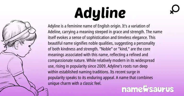 Infographic about Adyline name meaning, Adyline is a name from English origin(s).
