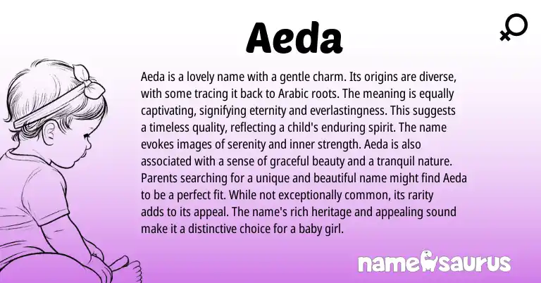 Infographic about Aeda name meaning, Aeda is a name from Arabic origin(s).