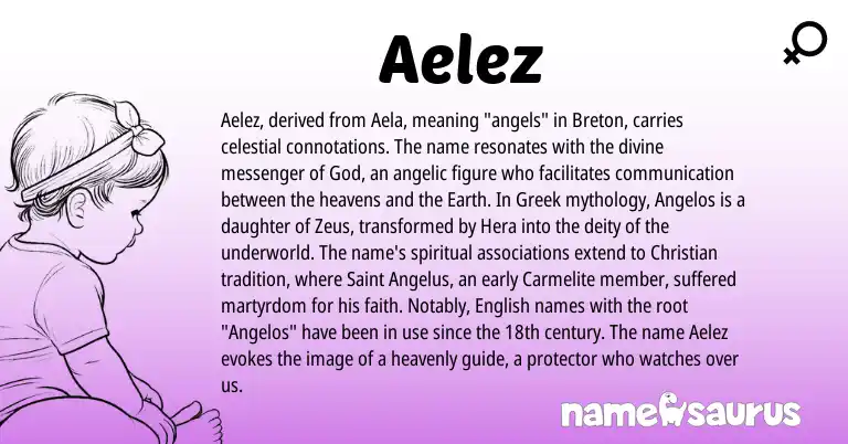 Infographic about Aelez name meaning, Aelez is a name from English, Greek, Breton origin(s).