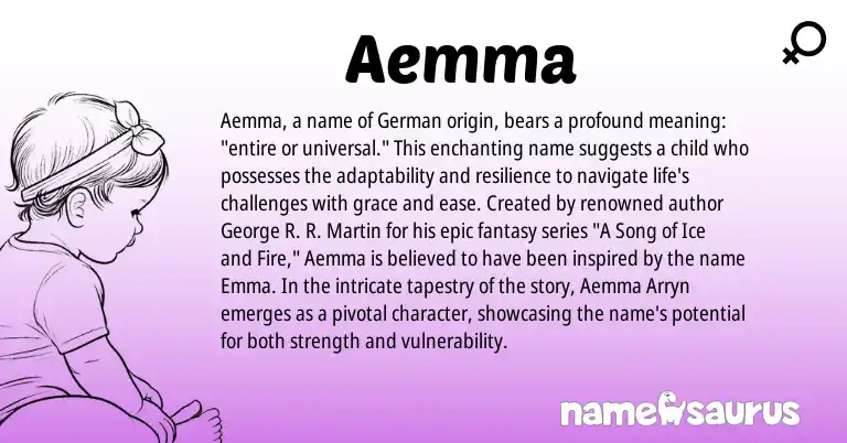 Infographic about Aemma name meaning, Aemma is a name from German origin(s).