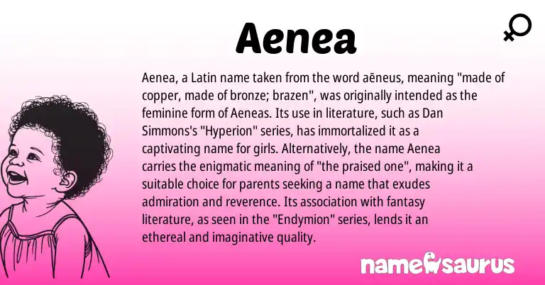 Infographic about Aenea name meaning, Aenea is a name from Latin origin(s).