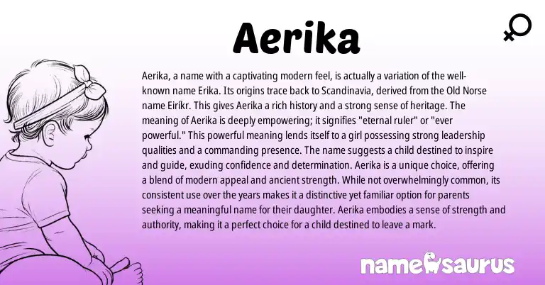 Infographic about Aerika name meaning, Aerika is a name from Other origin(s).