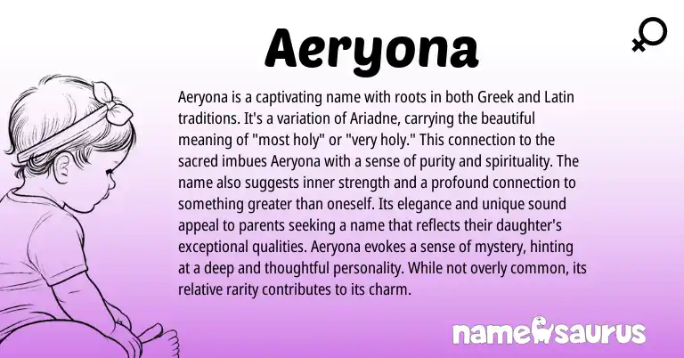 Infographic about Aeryona name meaning, Aeryona is a name from Greek, Latin origin(s).