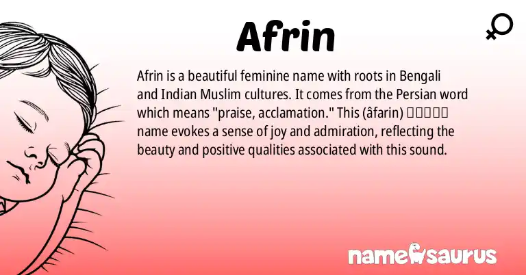 Infographic about Afrin name meaning, Afrin is a name from Bengali, Indian (Muslim) origin(s).