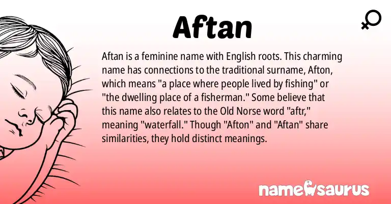 Infographic about Aftan name meaning, Aftan is a name from English origin(s).