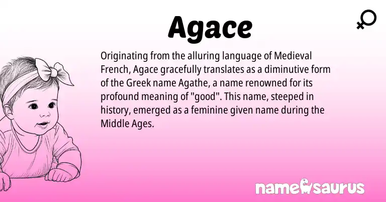 Infographic about Agace name meaning, Agace is a name from Medieval French, Greek origin(s).