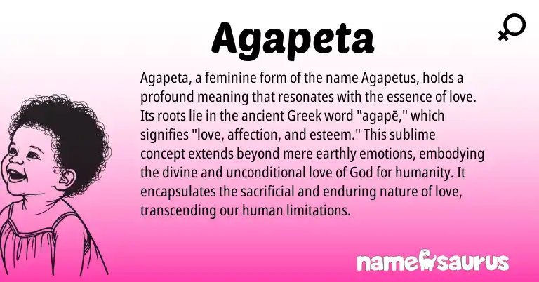 Infographic about Agapeta name meaning, Agapeta is a name from Greek origin(s).