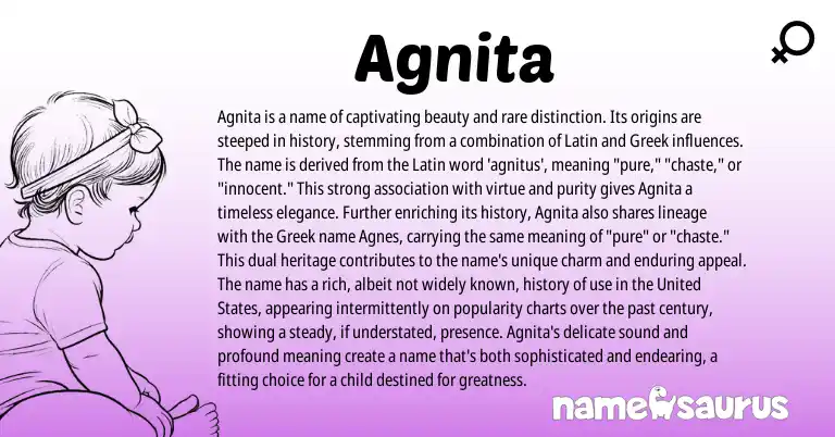 Infographic about Agnita name meaning, Agnita is a name from Latin origin(s).