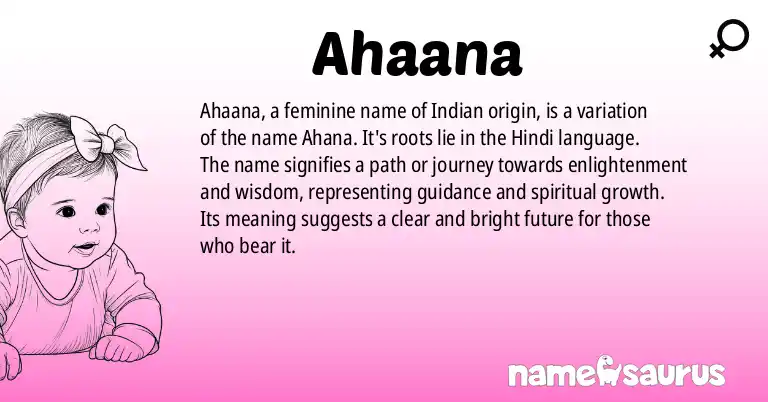 Infographic about Ahaana name meaning, Ahaana is a name from Hindi origin(s).