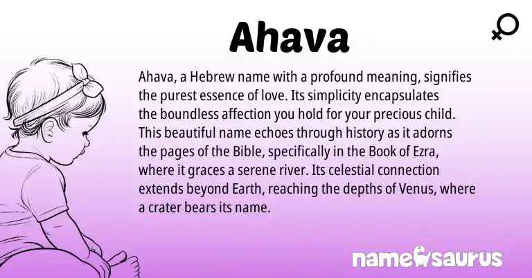 Infographic about Ahava name meaning, Ahava is a name from Hebrew origin(s).