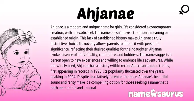 Infographic about Ahjanae name meaning, Ahjanae is a name from Other origin(s).