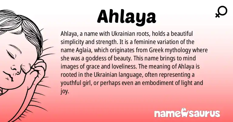 Infographic about Ahlaya name meaning, Ahlaya is a name from Ukrainian origin(s).