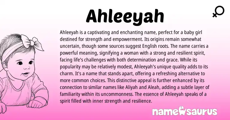 Infographic about Ahleeyah name meaning, Ahleeyah is a name from Other origin(s).