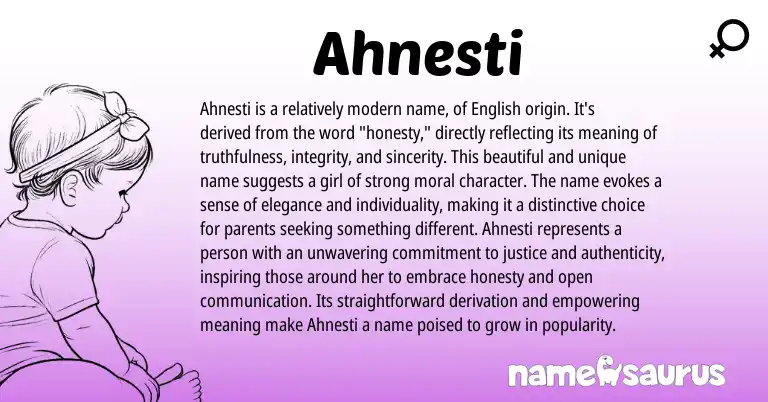Infographic about Ahnesti name meaning, Ahnesti is a name from Latin, English origin(s).