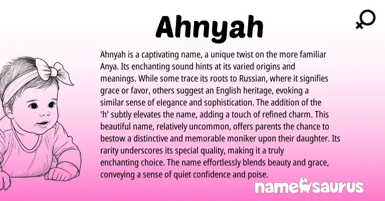 Infographic about Ahnyah name meaning, Ahnyah is a name from Spanish, Russian origin(s).