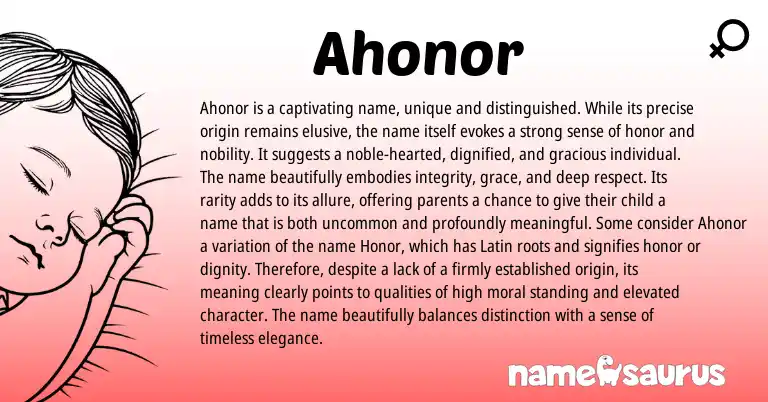 Infographic about Ahonor name meaning, Ahonor is a name from Other origin(s).
