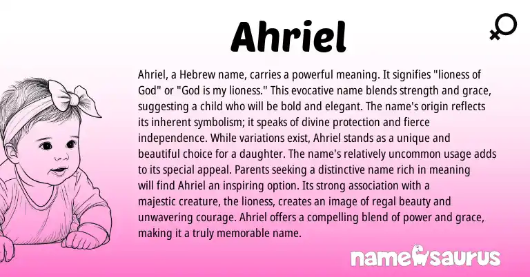Infographic about Ahriel name meaning, Ahriel is a name from Hebrew origin(s).