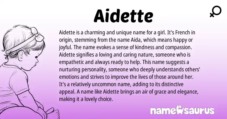 Infographic about Aidette name meaning, Aidette is a name from French origin(s).