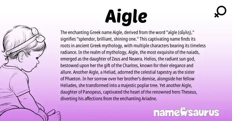 Infographic about Aigle name meaning, Aigle is a name from Greek origin(s).