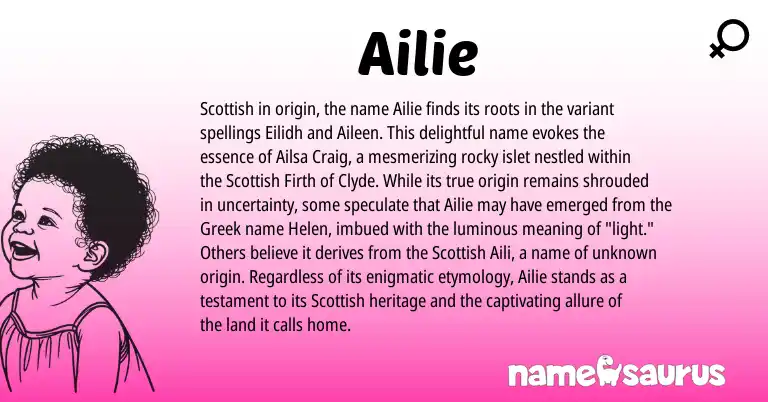 Infographic about Ailie name meaning, Ailie is a name from Scottish, Greek origin(s).