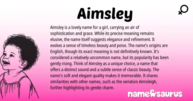 Infographic about Aimsley name meaning, Aimsley is a name from Other origin(s).
