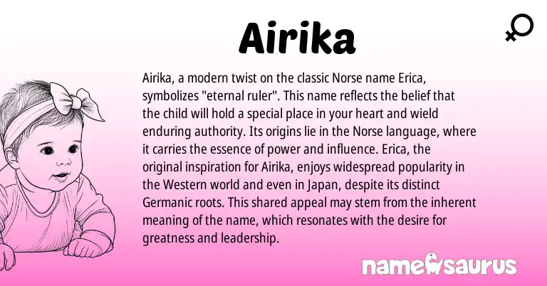 Infographic about Airika name meaning, Airika is a name from Germanic, Norse origin(s).