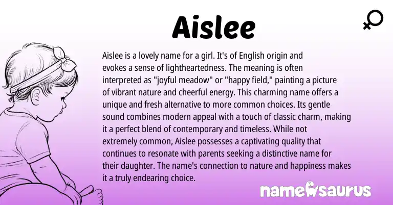 Infographic about Aislee name meaning, Aislee is a name from English origin(s).