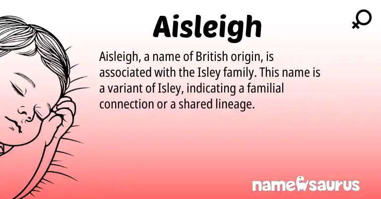 Infographic about Aisleigh name meaning, Aisleigh is a name from British origin(s).