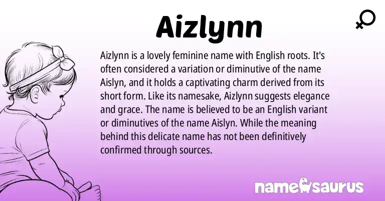 Infographic about Aizlynn name meaning, Aizlynn is a name from English origin(s).