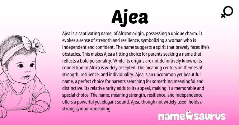 Infographic about Ajea name meaning, Ajea is a name from African origin(s).