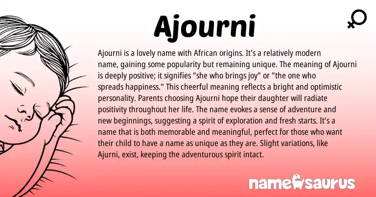 Infographic about Ajourni name meaning, Ajourni is a name from African origin(s).