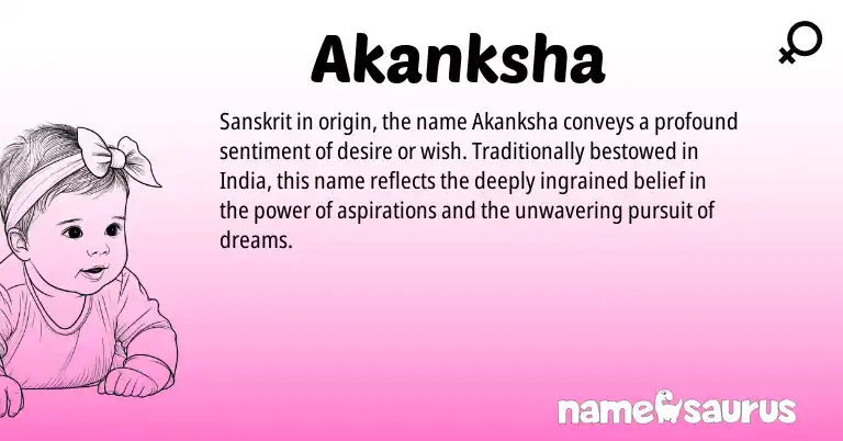Infographic about Akanksha name meaning, Akanksha is a name from Sanskrit origin(s).
