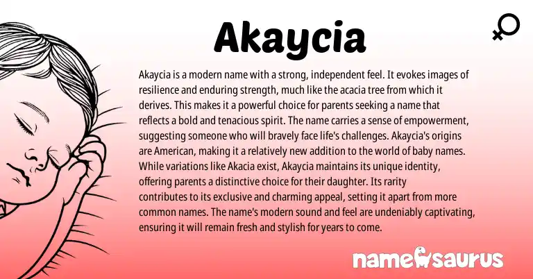 Infographic about Akaycia name meaning, Akaycia is a name from Other origin(s).