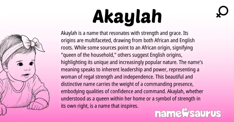 Infographic about Akaylah name meaning, Akaylah is a name from African origin(s).