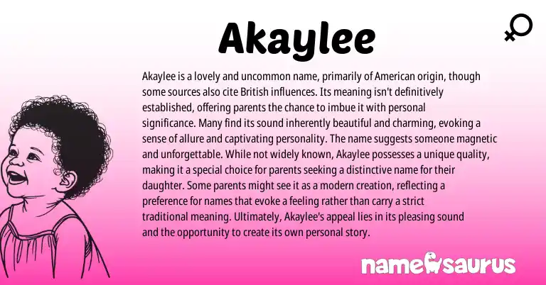 Infographic about Akaylee name meaning, Akaylee is a name from Other origin(s).