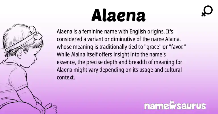 Infographic about Alaena name meaning, Alaena is a name from English origin(s).