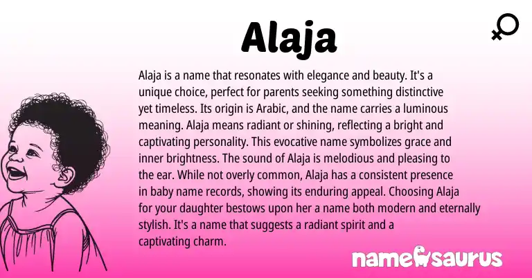 Infographic about Alaja name meaning, Alaja is a name from Arabic origin(s).