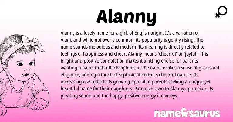 Infographic about Alanny name meaning, Alanny is a name from English origin(s).