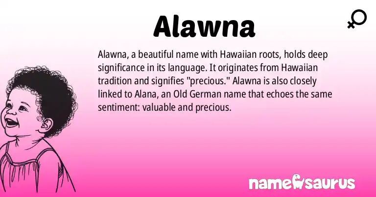 Infographic about Alawna name meaning, Alawna is a name from Hawaiian origin(s).