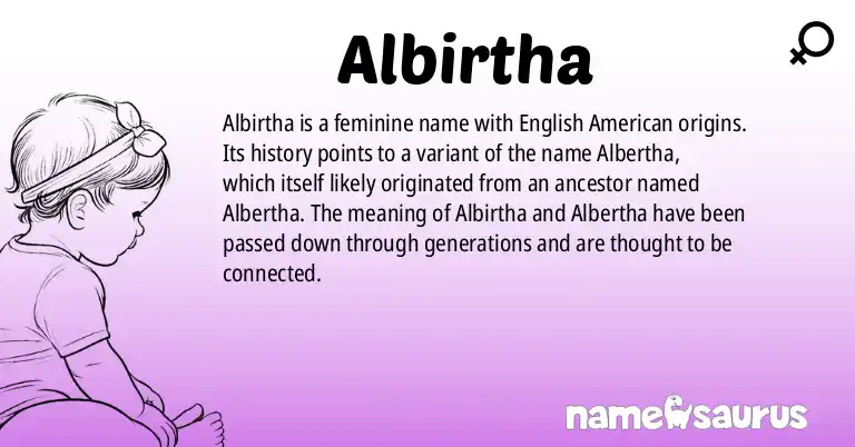 Infographic about Albirtha name meaning, Albirtha is a name from English (American) origin(s).