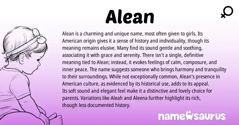 Infographic about Alean name meaning, Alean is a name from Other origin(s).