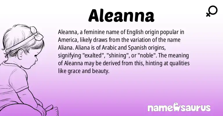 Infographic about Aleanna name meaning, Aleanna is a name from English (American) origin(s).