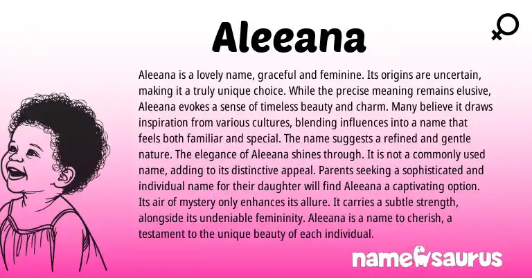 Infographic about Aleeana name meaning, Aleeana is a name from Other origin(s).