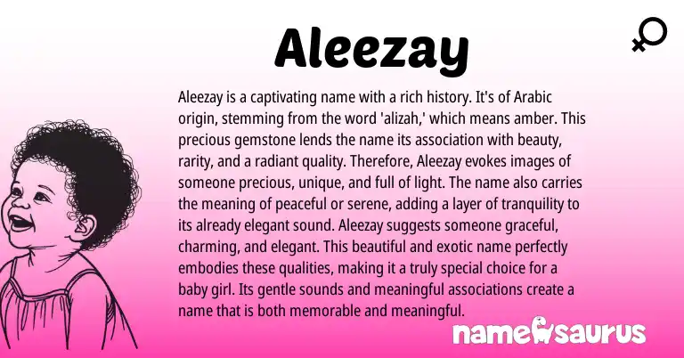 Infographic about Aleezay name meaning, Aleezay is a name from Arabic origin(s).