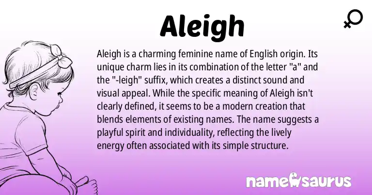 Infographic about Aleigh name meaning, Aleigh is a name from English origin(s).